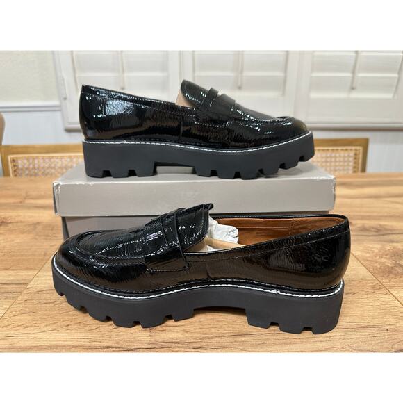 Franco Sarto Womens Balin Loafer Black Size 9.5 NIB Preppy Minimalist Lug Sole - Picture 10 of 15